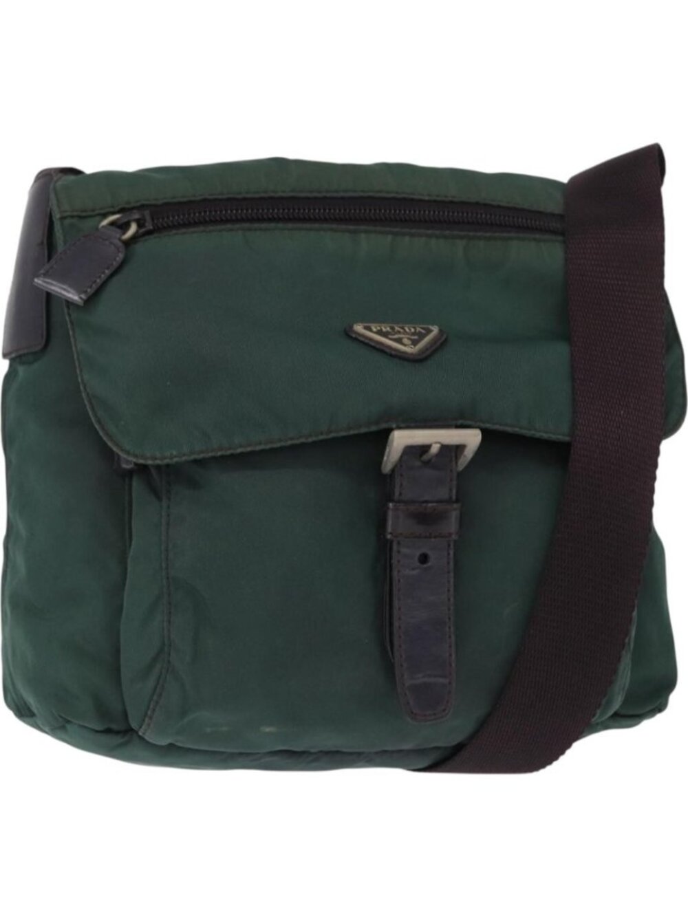 PRADA Shoulder Bag Nylon Green Silver